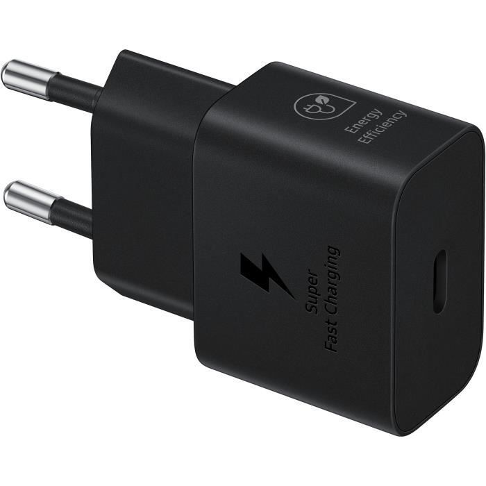 SAMSUNG 25W Fast USB-C Wall Charger, Cable-Free, Black