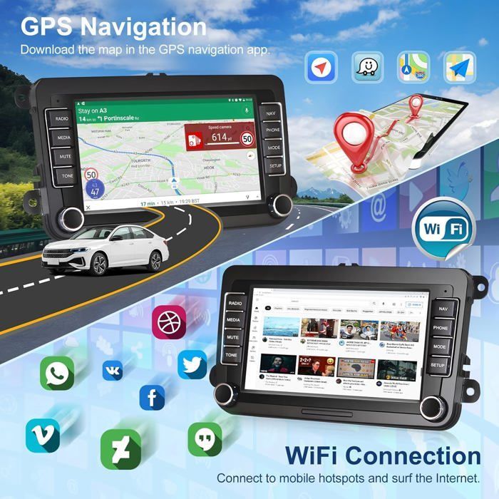 Autorradio Hikity Android 13 para VW/Skoda/Seat - 7