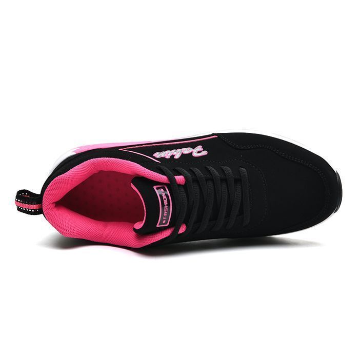 Tênis de corrida feminino - HENRVIEG - Respirável e leve - Tênis antiderrapante com amortecimento Air - Preto e rosa