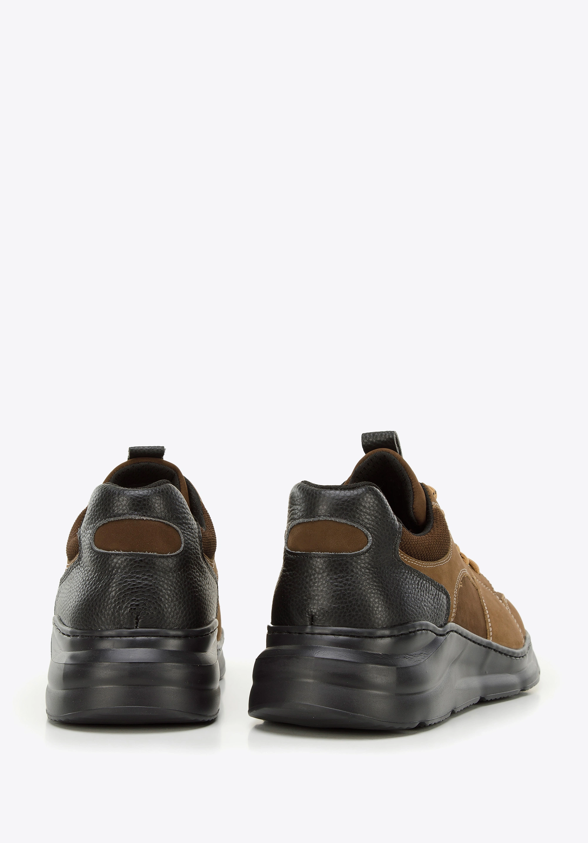Męskie sneakersy na lekkiej podeszwie brązowe