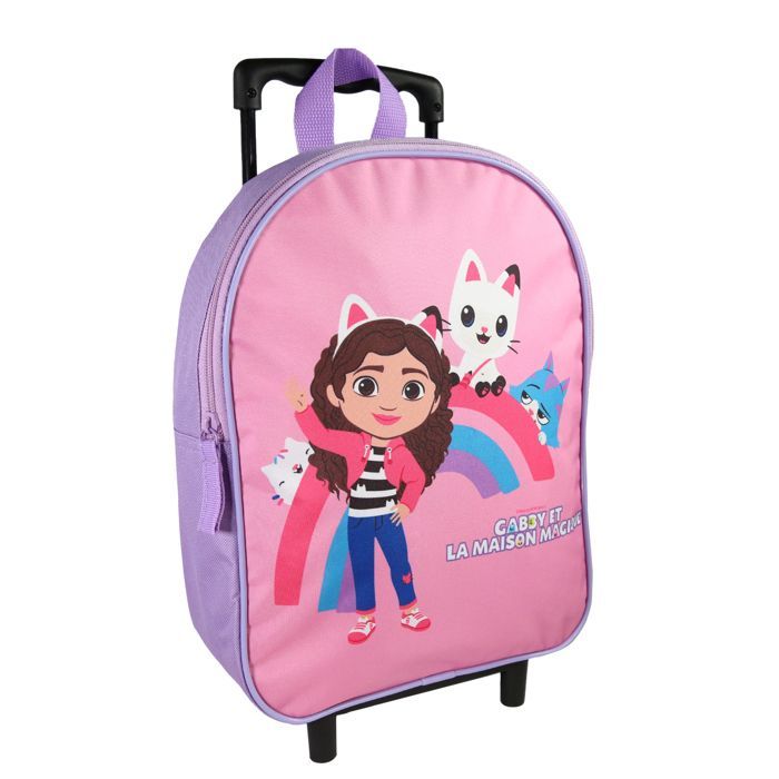 Mochila escolar com rodinhas Bagtrotter - Gabby e a Casa Mágica - Rosa Claro - Menina - 1 Compartimento com Zíper -...