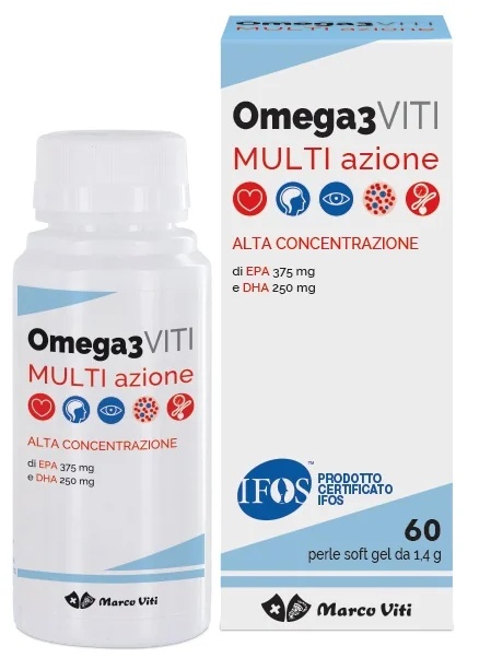 MARCO VITI Omega 3 Viti Multi Action 60 Kapseln Nahrungsergänzungsmittel für Herz-Kreislauf und Durchblutung mit EPA und DHA
