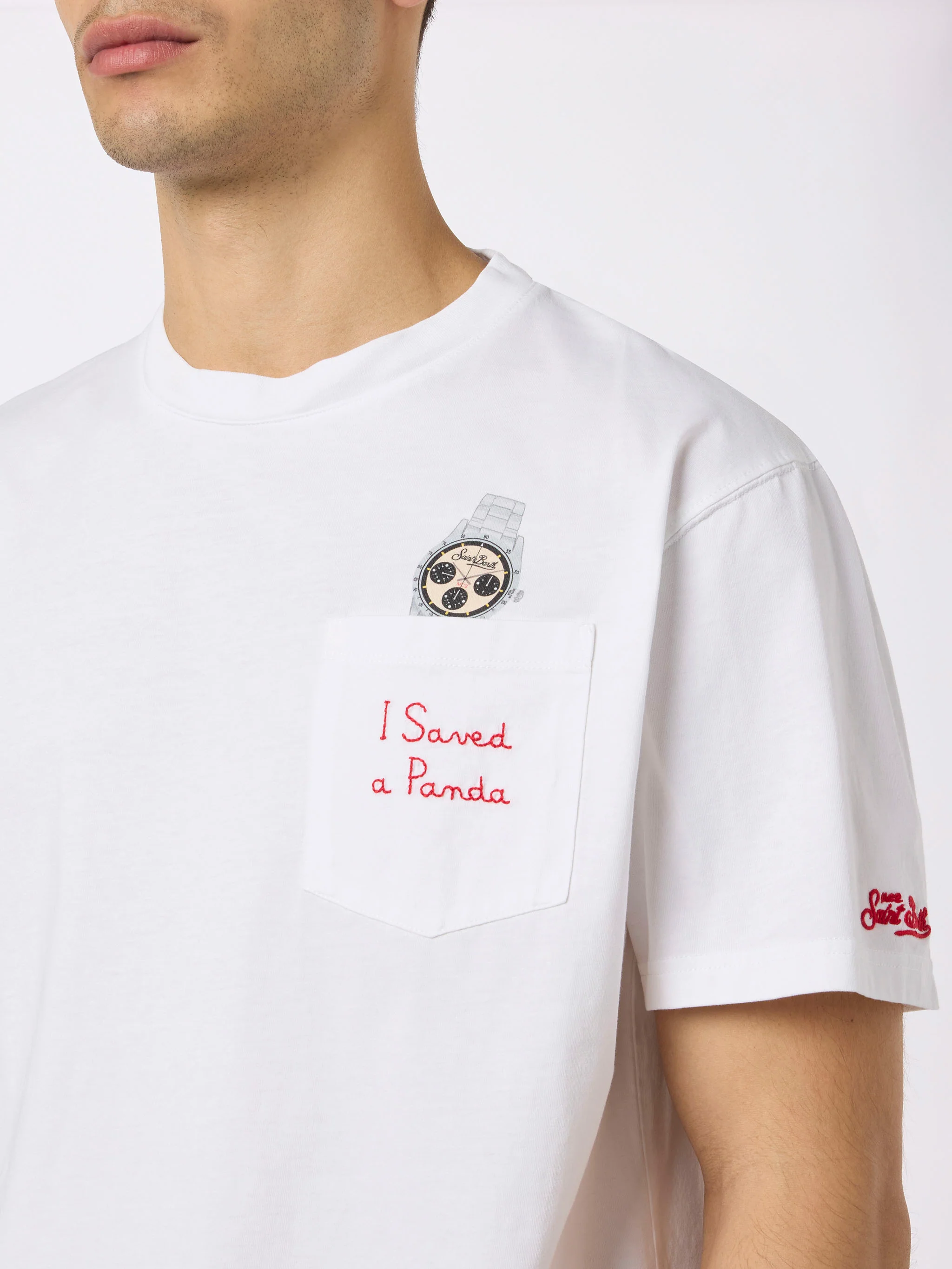 Austin Cotton Jersey T-Shirt | Embroidered Pocket & Saint Barth Logo | Saint Barth