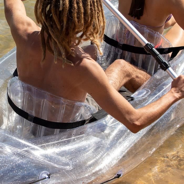 Kayak inflable transparente para 2 personas InnovaGoods de 312 cm con accesorios.
