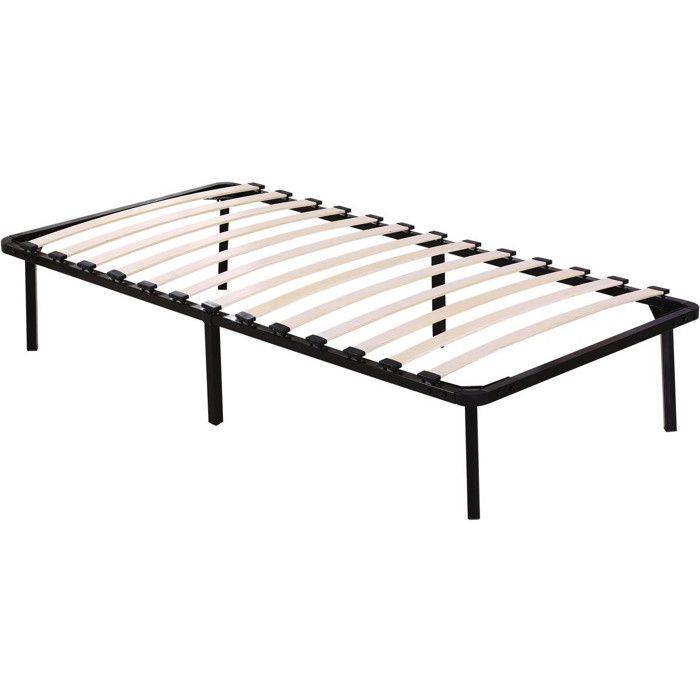 Estructura de cama de láminas + patas para un colchón de 90 x 190 cm - 13 láminas