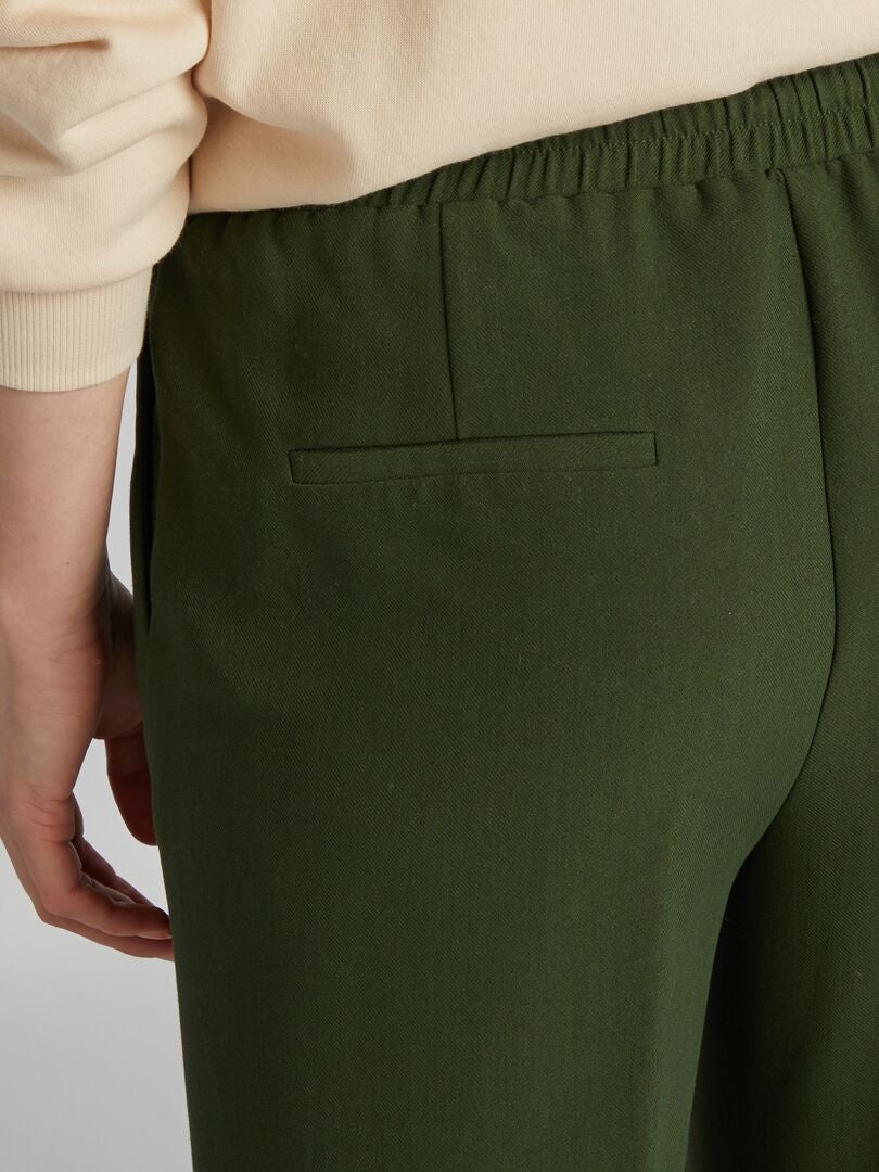 Rechte broek met strik aan de voorkant - GROEN