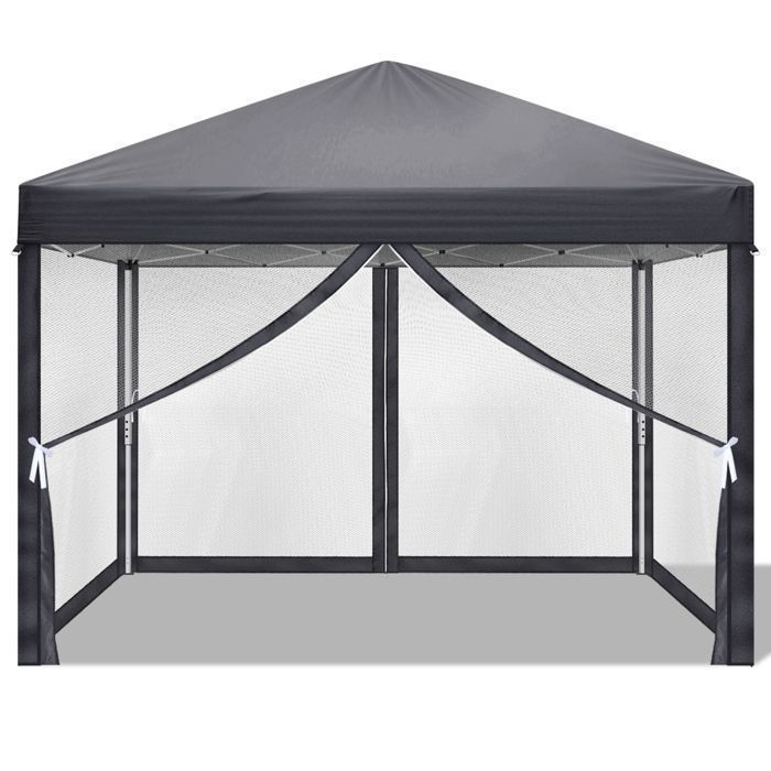 Cenador de jardín de 3x3 m, pabellón de jardín plegable, fácil instalación, diseño desplegable con puertas y ventanas - Impermeable y resistente a los rayos UV.