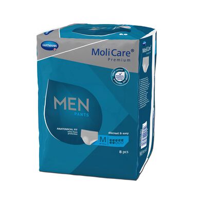 Molicare-inkontinenssialushousut 7 tippaa miehille, housut M, 8 kpl, 8 kpl