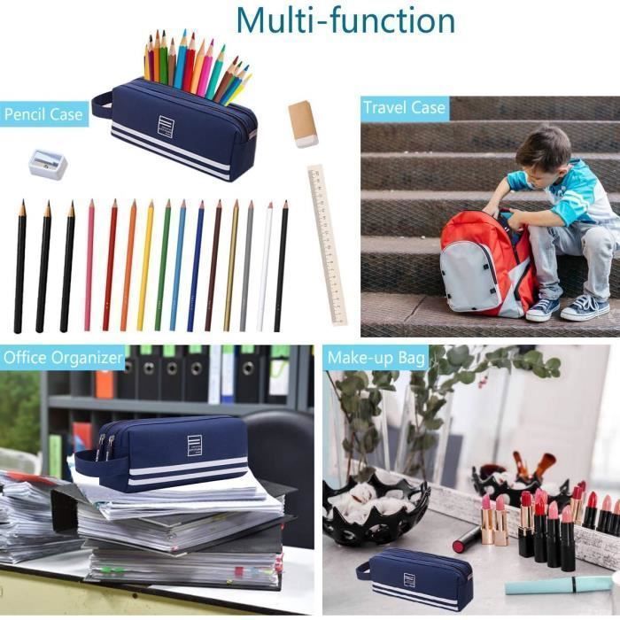 School Pencil Case - Large Capacity - Double Compartment - Handle - Unisex
