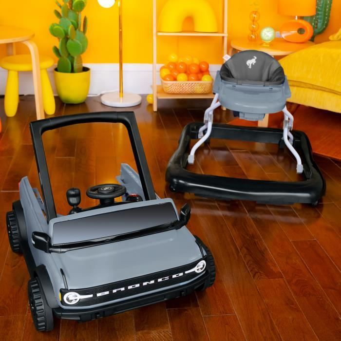 BRIGHT STARTS 4-in-1 Ford Bronco Walker and Push Car, Interactive and Removable Steering Wheel Toy, Baby Gift 6M+