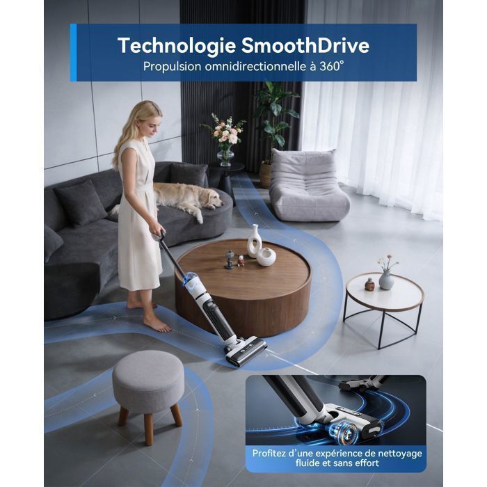 Redroad H13 Cordless Vacuum Cleaner and Mop - 23000Pa, 75-Minute Runtime, Self-Cleaning, Anti-Tangle, OLED Screen, for Hard Floors - White
