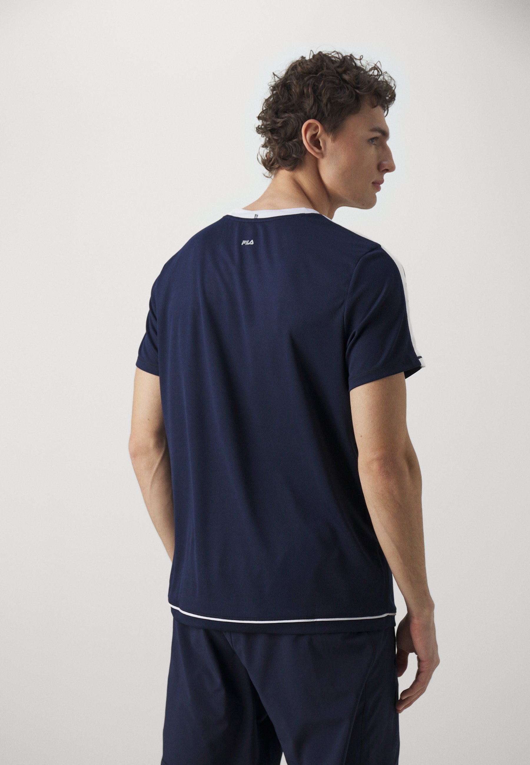 Fila ELIAS - T-shirt sportiva - blu navy/bianco