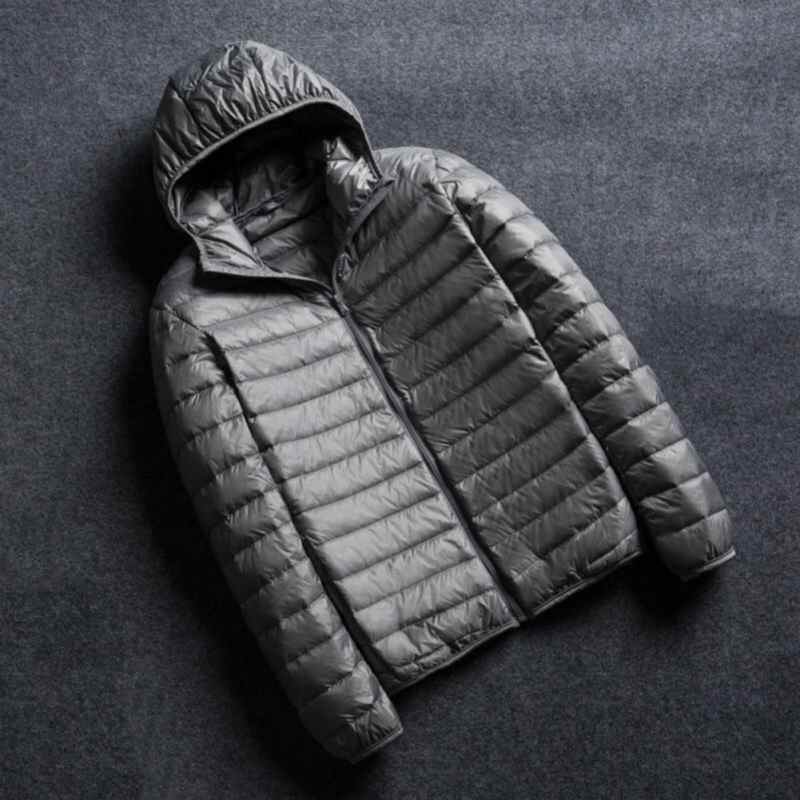 Heren donsjas, effen kleur, gewatteerd, met capuchon en ritssluiting, lichtgewicht winter-/herfstjas voor dagelijks gebruik.