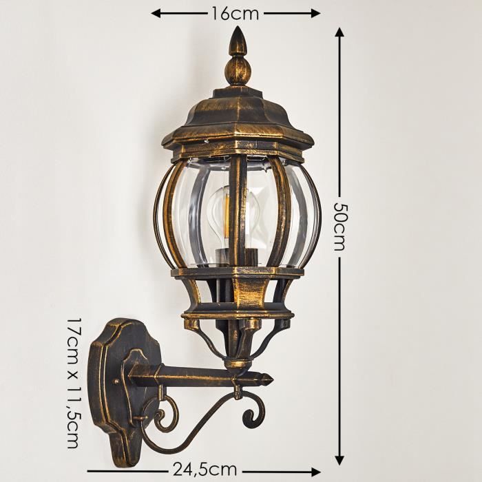 Luminária de parede externa - HOFSTEIN - Meyen - Alumínio marrom/dourado - E27 - Estilo retrô/vintage