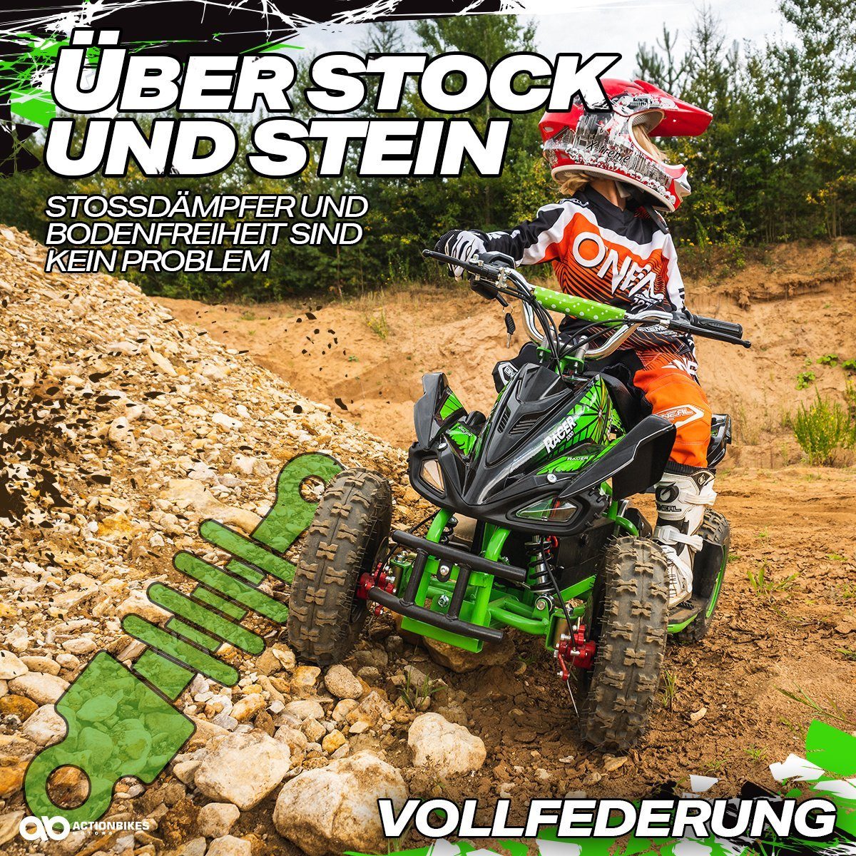 Actionbikes Motors Elektrische Kinderquad Mini Elektrische Kinderquad Racer 1000 W 36 V, draagvermogen 50 kg, (1 stuk), tot 50 kg - schijfremmen - Veiligheidsvoetschakelaar