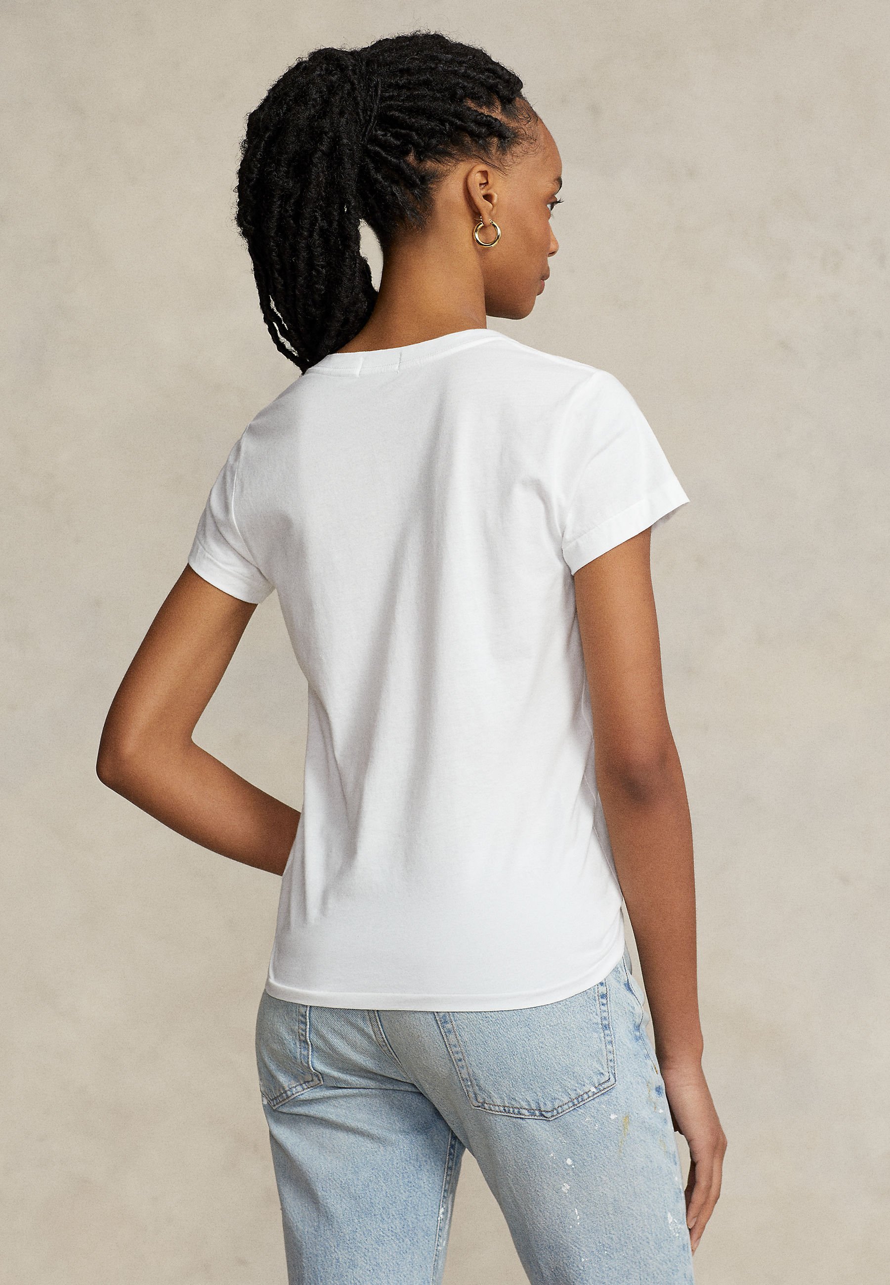 Polo Ralph Lauren katoenen jersey T-shirt met V-hals - Basic T-shirt - wit