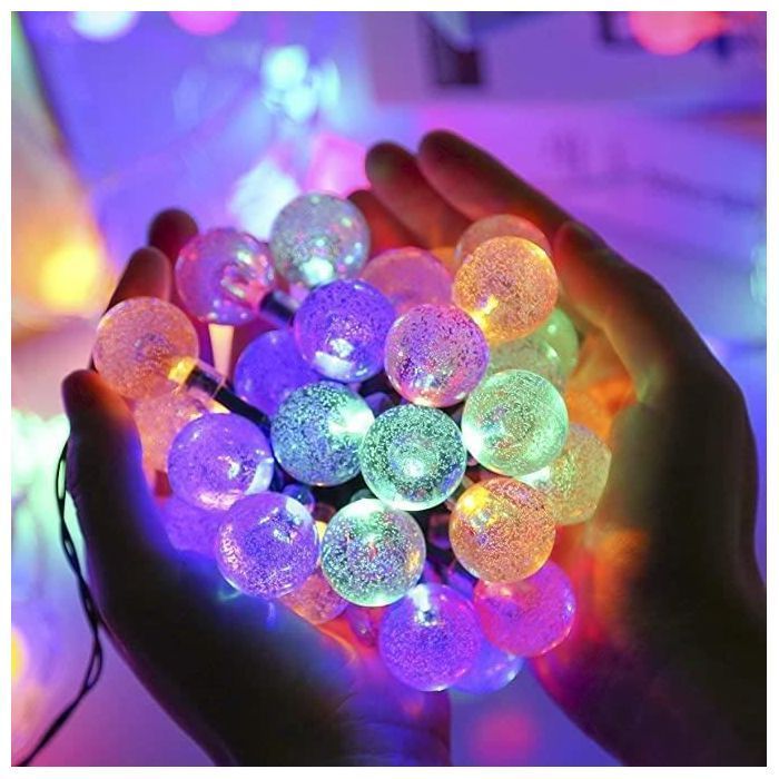 Guirnalda de luces solares impermeables de 9,5 m con 50 LED, 8 modos, para exteriores, jardín, patio y fiestas (multicolor).