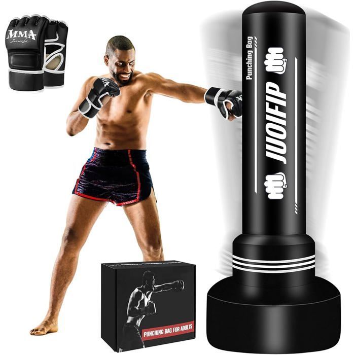 Saco de boxeo inflable de 180 cm para adultos con guantes de boxeo - Saco de boxeo, sacos de kickboxing para entrenamiento de MMA y Muay Thai