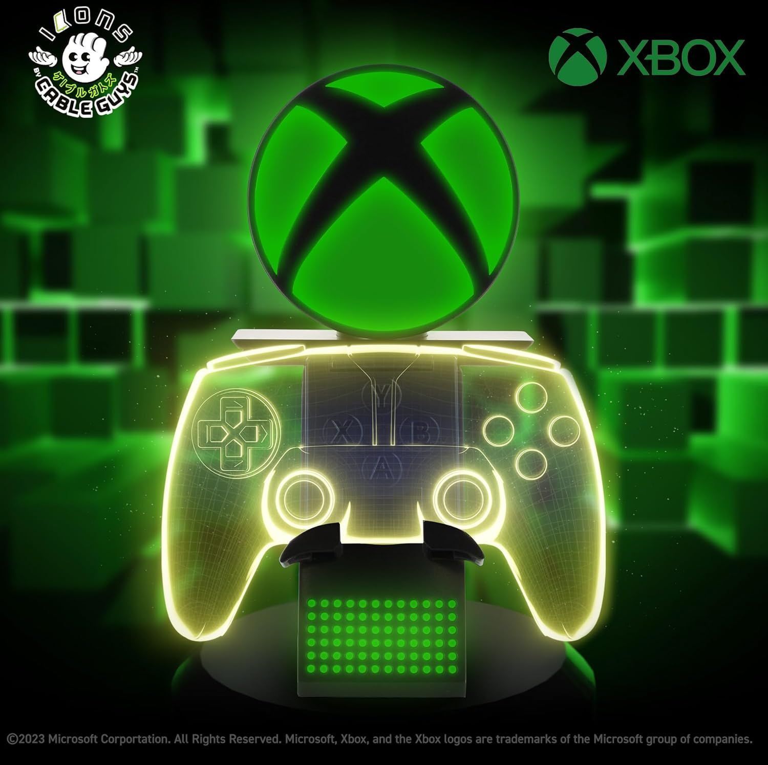 Figura con el logo de Xbox Ikon - EXQUISITE GAMING - Cable Guys - Soporte para auriculares, smartphone o accesorios pequeños - 25 cm