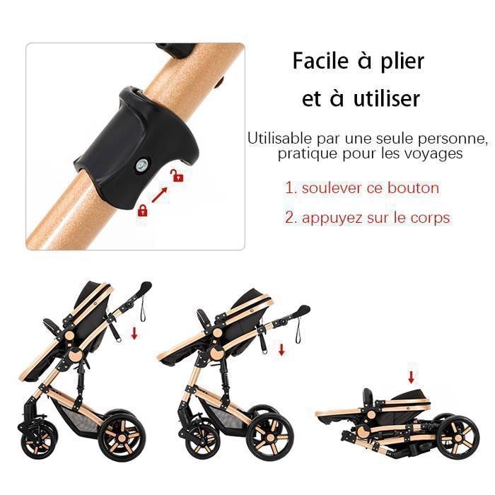 MagicZC Stroller, Newborn, Car Seat, 3-in-1 Baby Stroller, Reclining Position, for 0-3 Years, Convertible Bassinet, Black