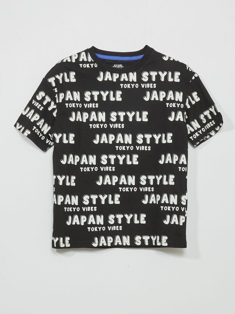 Koszulka z nadrukiem „Japonia” – CZARNY