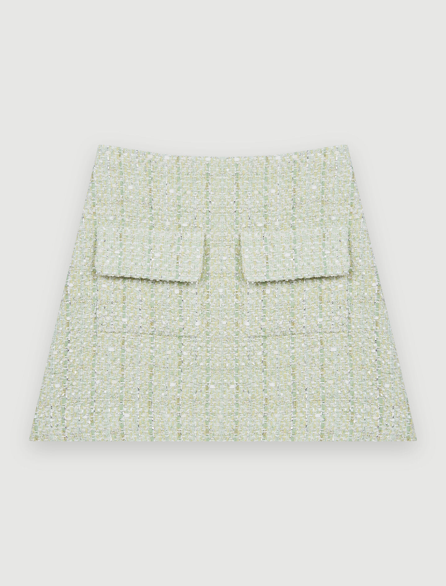 Fustă strălucitoare din tweed - Vert clair