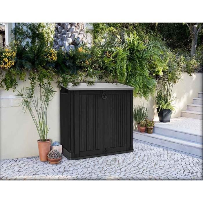 KETER 880 Litre Black Resin Outdoor Storage Box - Garden Trunk without Gas Struts