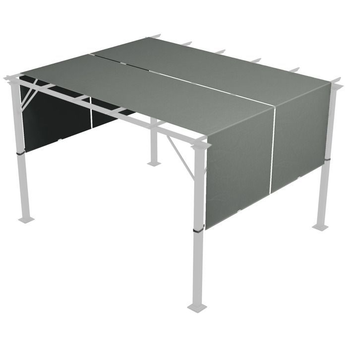 Juego de 2 toldos de repuesto para pérgola - Outsunny - retráctiles, 4,9 x 1,2 m - tejido de poliéster con protección UV - gris oscuro