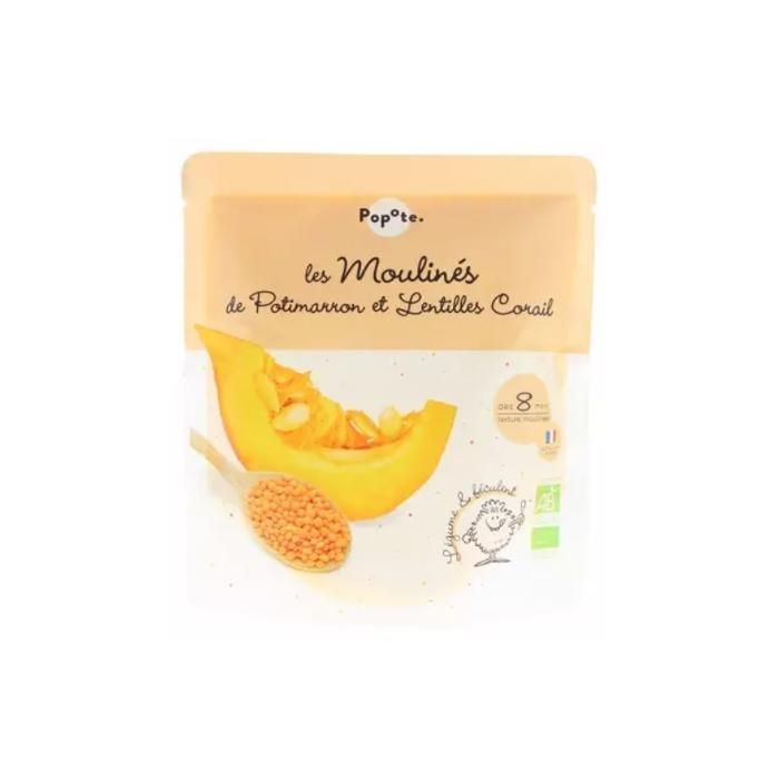 Popote Pompoen- en Rode Linzenpuree, Biologisch, Vanaf 8 maanden, 180 g