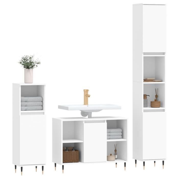 Badkamermeubelset - GAROSA - 3-delig - Samengesteld hout - Wit - Modern