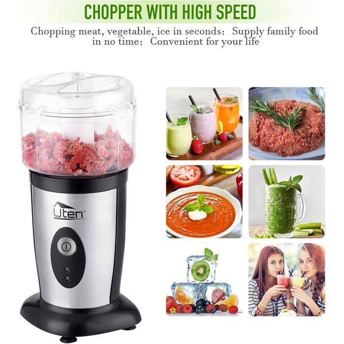 UTEN 1.25L Smoothie Blender, Multifunctional Blender with 2 Stainless Steel Blades for Fruit and Vegetable Juices
