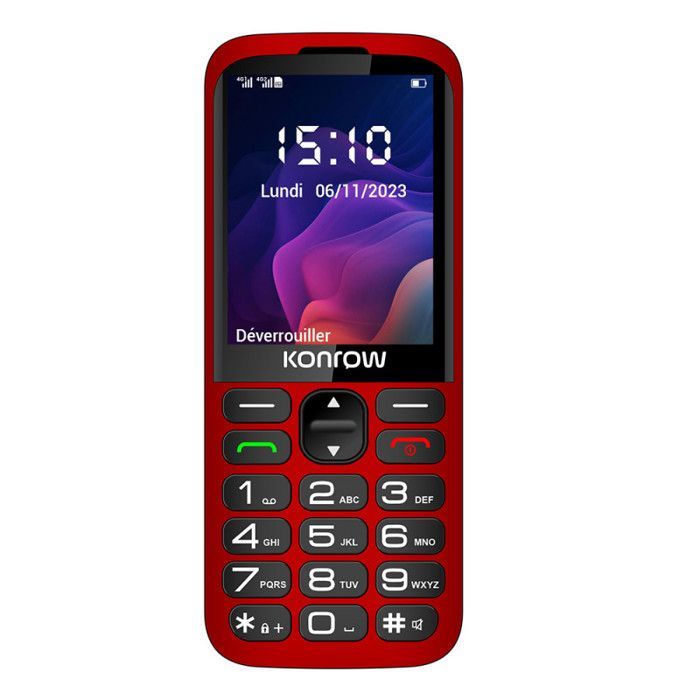 Téléphone mobile - KONROW - Senior 280 Next 4G - 2.8'' - Double Sim - Station de charge