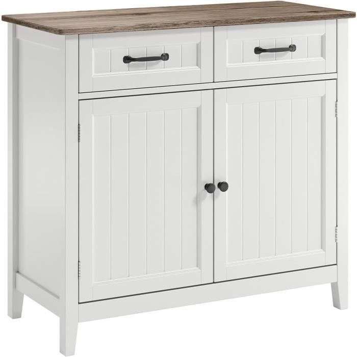 Mobile contenitore Bealife - Grigio - Armadio, Credenza da cucina, Mobile da cucina con 2 ante e 2 cassetti, Mobili da bagno
