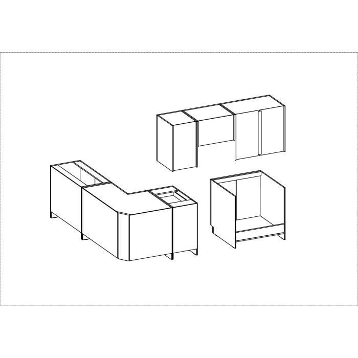 SARA Complete Modulaire Keuken - Omkeerbare Hoek - 7 Elementen - Sonoma Eiken Afwerking - B270 x L148 cm - Werkblad niet inbegrepen
