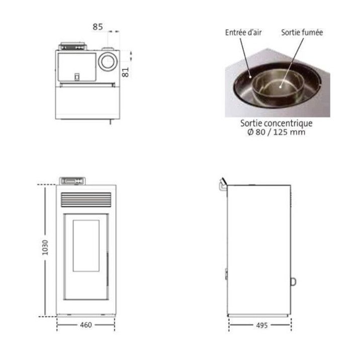 Poêle à granulés INTERSTOVES MARINA 13 Étanche conduit ventouse