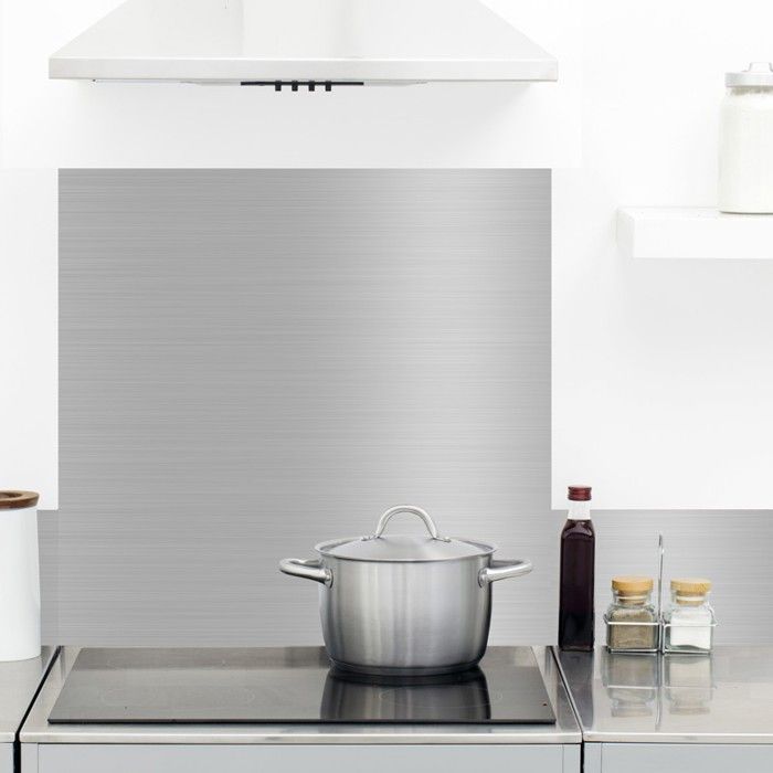 Crédence cuisine en aluminium - effet industriel gris - 200x20 cm (en 2 bandeaux) - 99 Déco