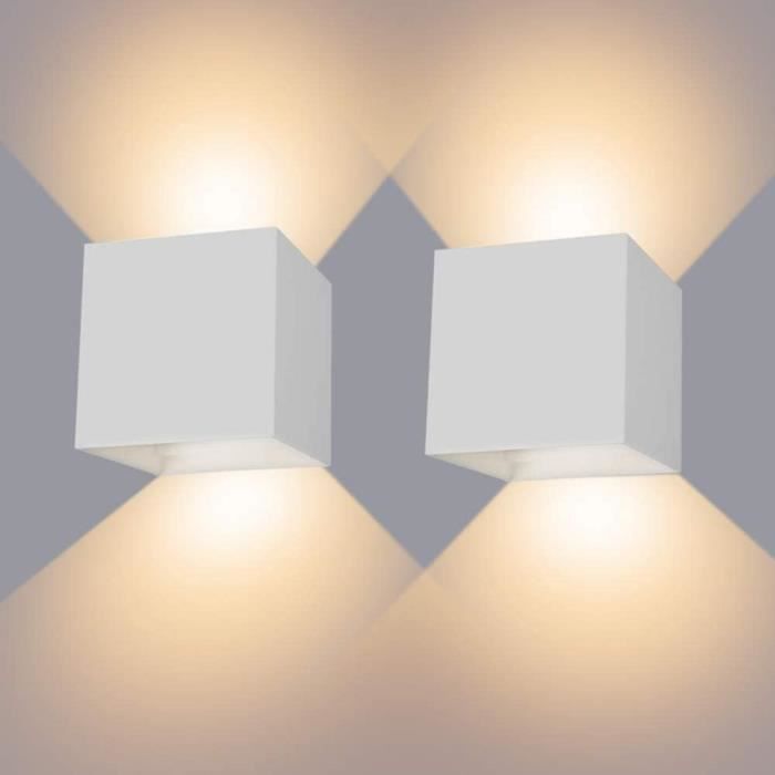 Aplique de pared - FELIXINJIANG - 12W - LED impermeable IP65 - Blanco cálido - Paquete de 2