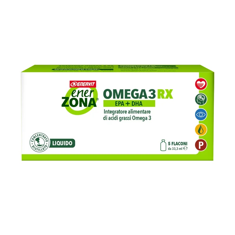 ENERVIT Enerzona Omega 3 RX Líquido 5 frascos Triglicéridos, bienestar cardiovascular y visual