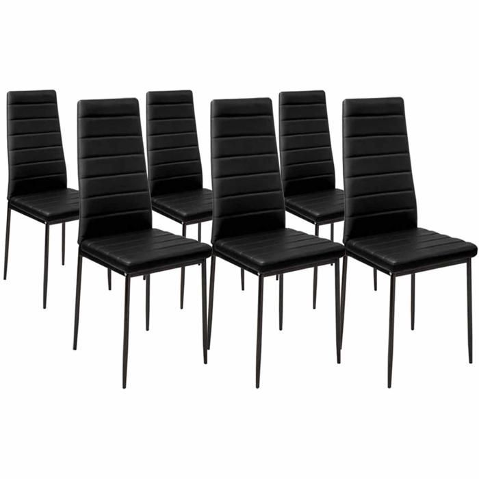 IDMARKET Lot de 6 chaises de salle à manger ROMANE assise matelassée noir