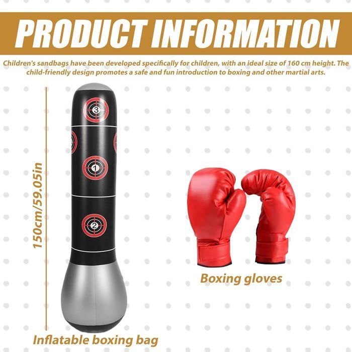 Children's Punching Bag, 150cm Freestanding Punching Bag, with Boxing Gloves and Pump for Training