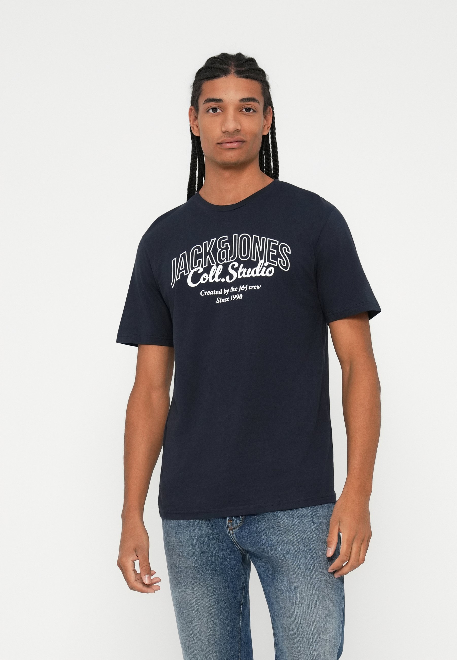 Jack & Jones JJMAKOTO TEE 5er-Pack – Bedruckte T-Shirts – Weiß/Antik/Duftbraun/Schwarz/Himmelblau