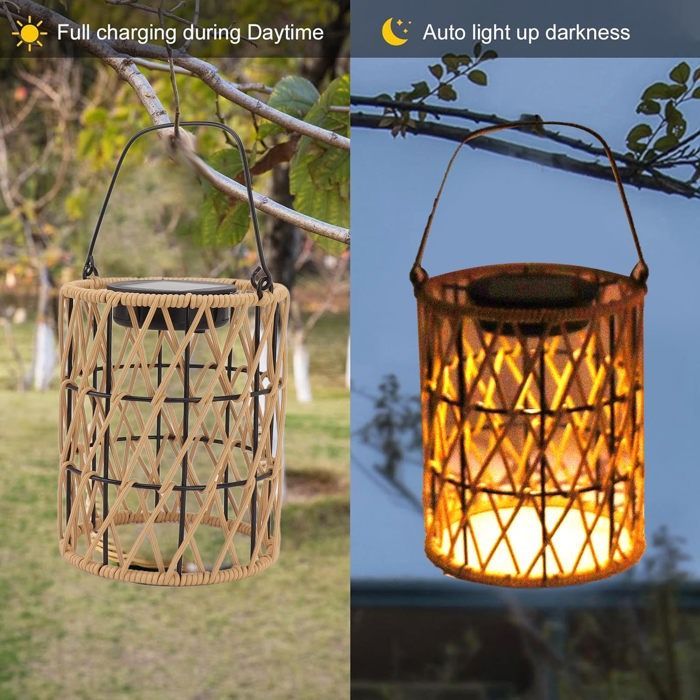 Farol solar de exterior - Ulisem - LED - Ratán tejido - Resistencia al agua IP44