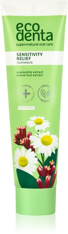 „Ecodenta Green Sensitivity Relief“ dantų pasta su fluoridu jautriems dantims