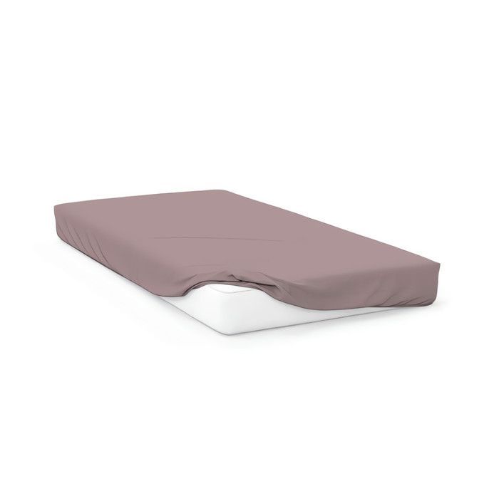 Drap housse en coton 57 fils 90x200 cm UNI vieux rose, par Soleil d'ocre