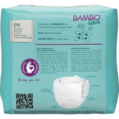 Bambo Nature Pojkar & Flickor 0% Parfym Miljövänliga Babyblöjor Storlek 0 1-3 kg 24 enheter