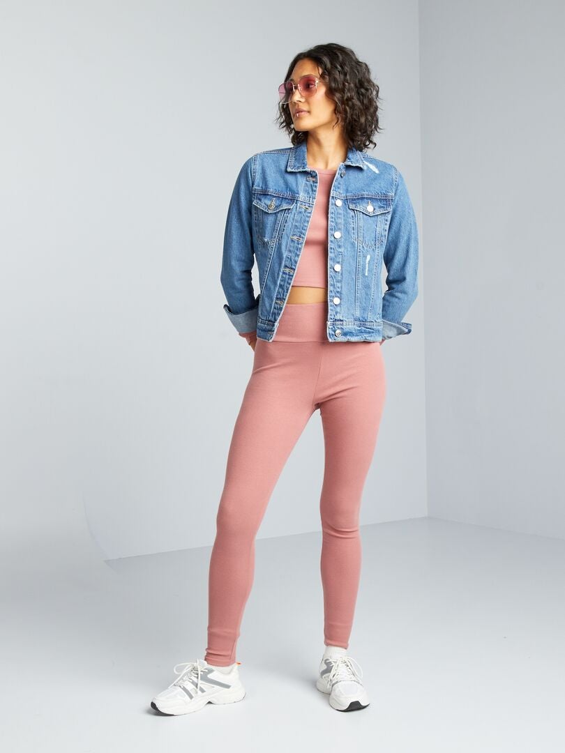 Leggings de punto acanalado - ROSA