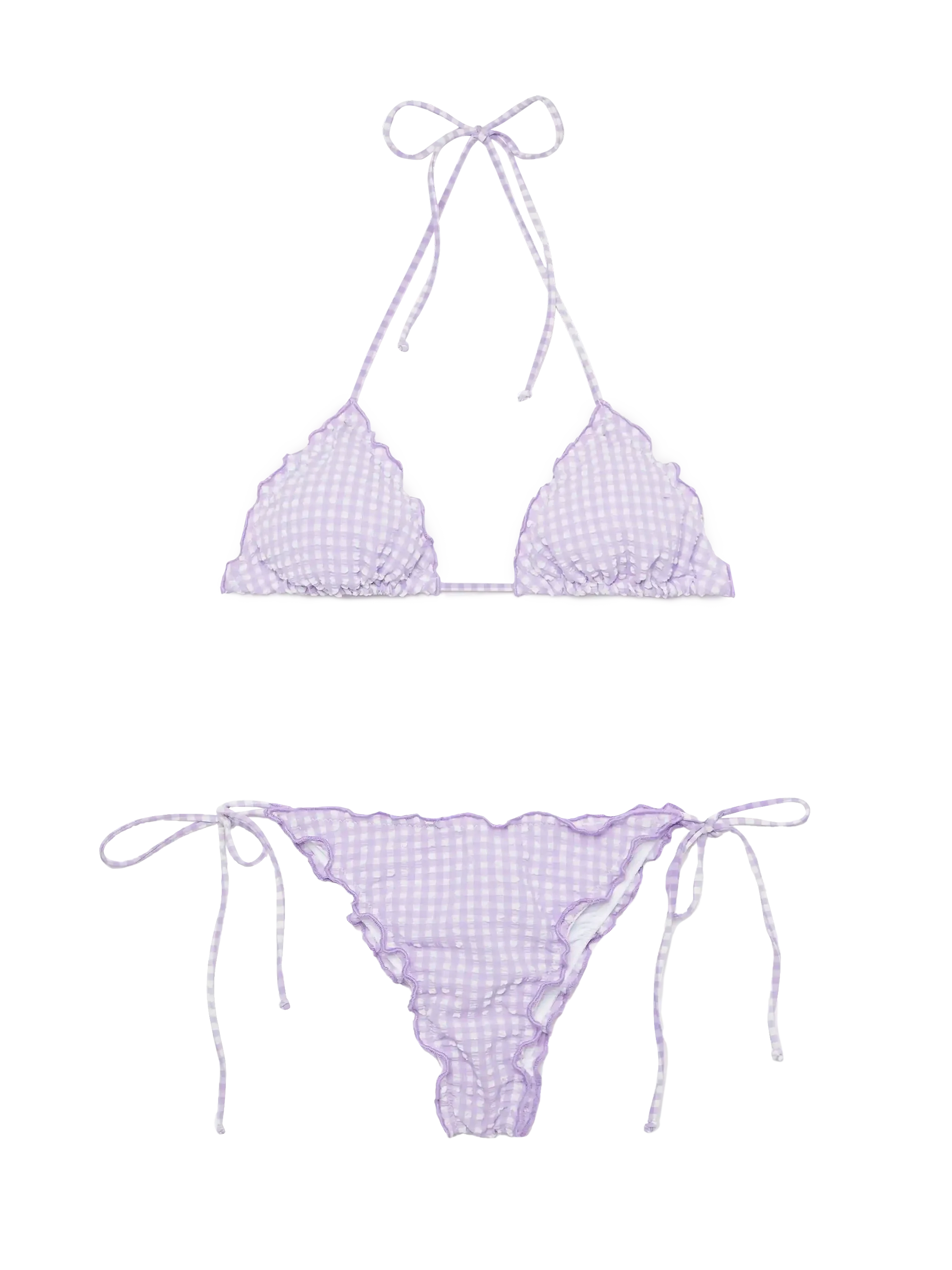 Boogschutter Miami Seersucker Triangle Bikini met Ginghamprint