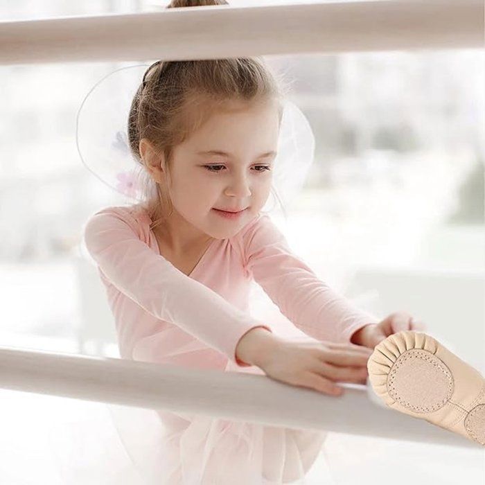 Women's/Girls' Soft PU Ballet Dance Shoes with Non-Slip Sole, Beige, EU Size 27, for Ballet, Yoga, and Dance