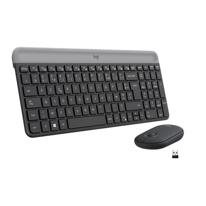Combo de teclado y ratón inalámbricos Logitech MK470 Slim - Silencioso - AZERTY - Negro