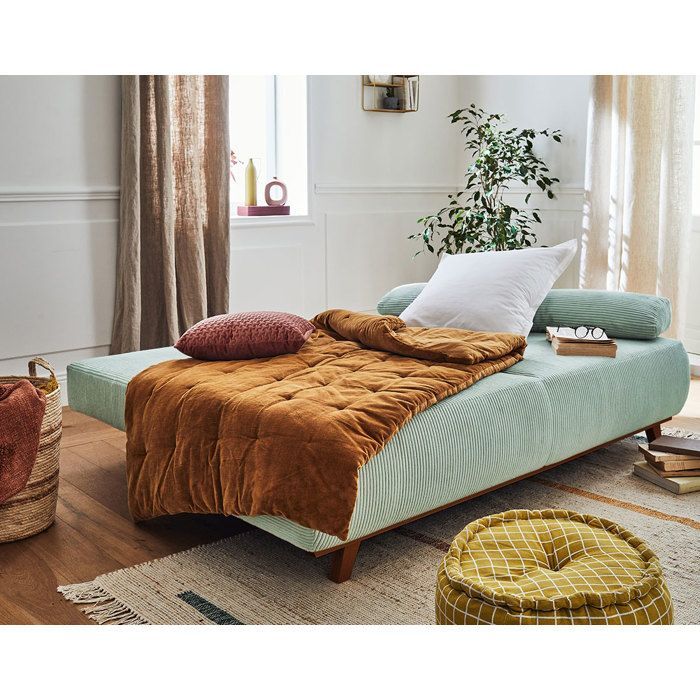Cristal – 3-Sitzer-Schlafsofa mit Stauraum – aus Cord – Blau